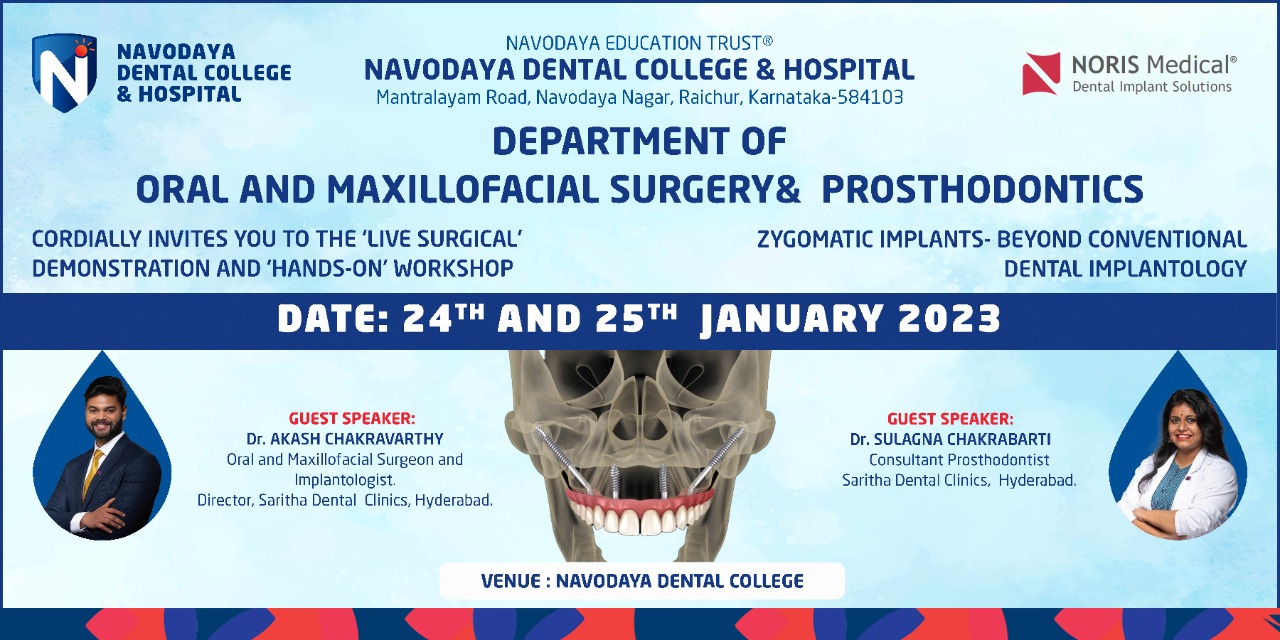 Upcoming Event – ‘Live Surgical’ Demonstration and Hands-on Workshop organized by Oral and Maxillofacial Surgery & Prosthodontics