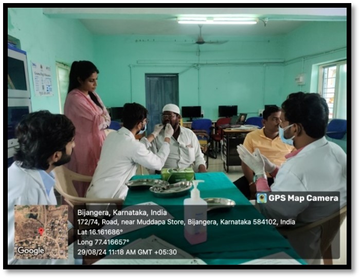 ORAL SCREENING CAMP AT BIJANGERA VILLAGE LIBRARY, RAICHUR.