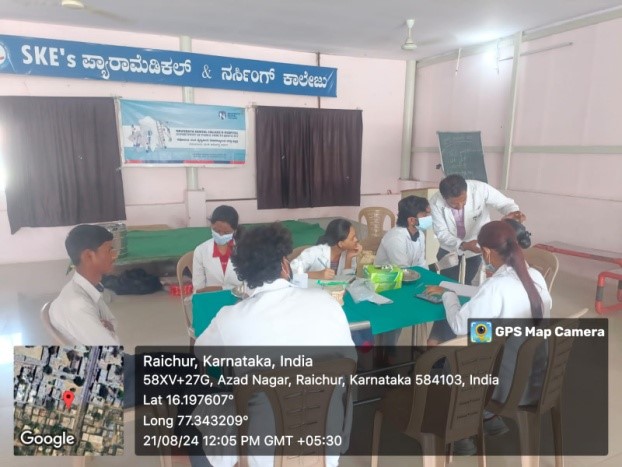 Oral Screening Camp at S.K.E Paramedical College, Raichur.